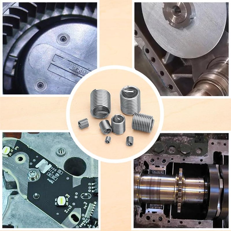 LEONTOOL 140 Pcs 304 Stainless Steel Wire Thread Inserts Steel Sheath Helical Type Coiled Wire Screw Repair Sleeve Assortment Kit Screws Sleeve Helicoil Type Thread Repair Kit Coiled Spiral Screw Kit - Image 4